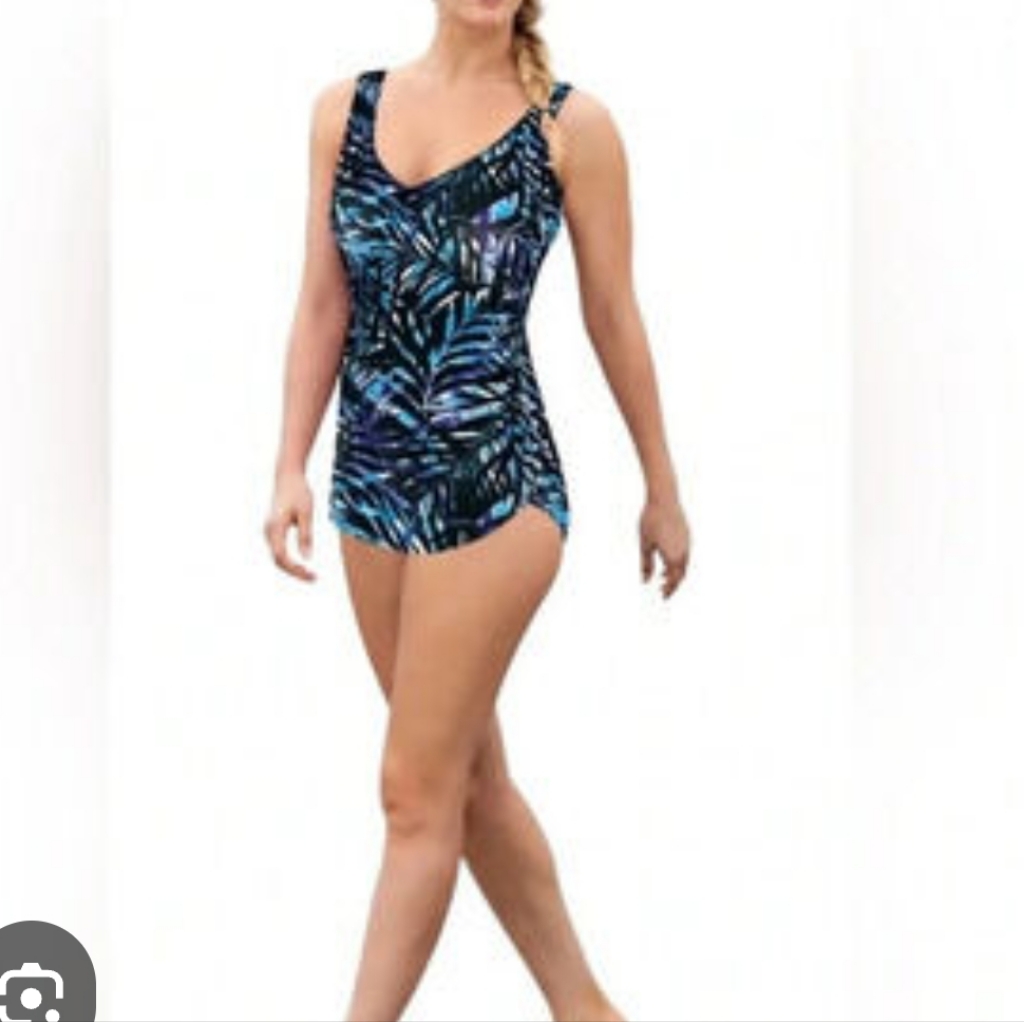 Brand New Maxine Of Hollywood Blue And Black Swimsuit Size 8